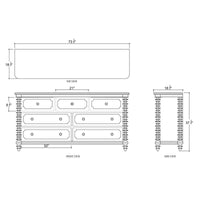 Dresser dimensions and layout diagram.