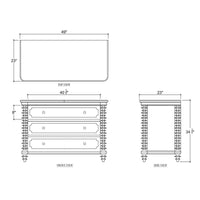 Spool-turned chest dimensions diagram, labeled views.