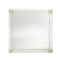 Top view of square acrylic coffee table, clear surface.