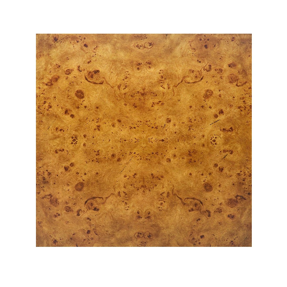 Close-up of square burl wood tabletop texture.