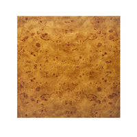 Close-up of square burl wood tabletop texture.