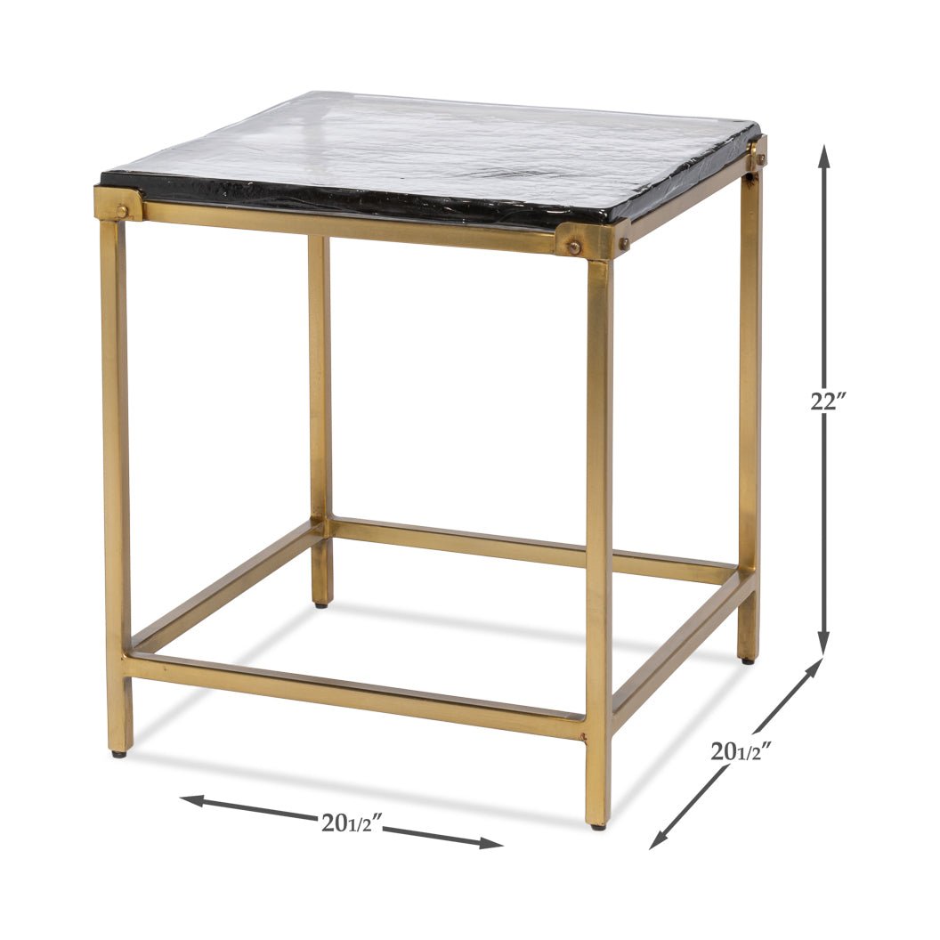 Dimensions of square end table with brass finish