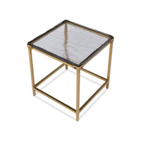 Top view of square end table with brass finish