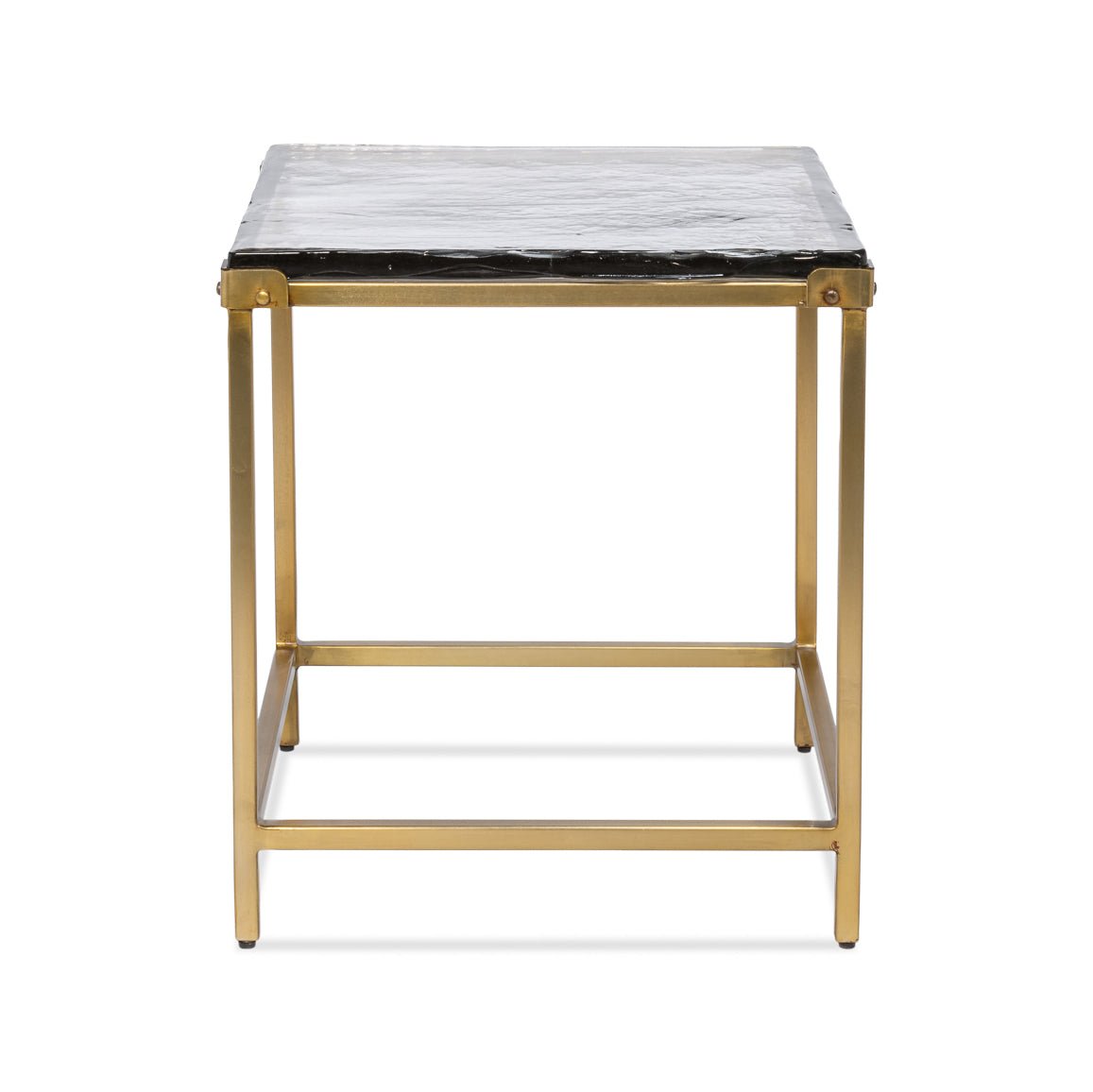 Brass finish end table front view