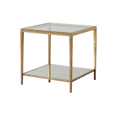 Square Gilt Textured End Table