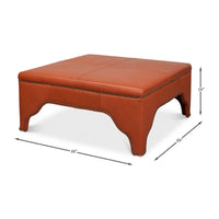 Dimensions of square leather cocktail ottoman.