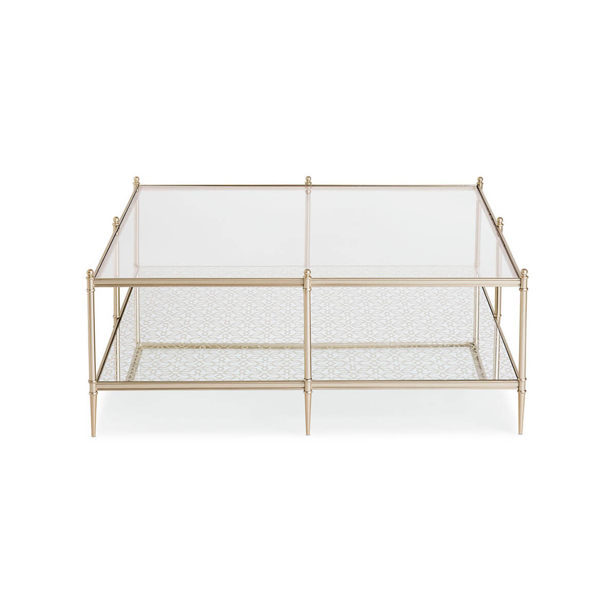 Front view of square luxury modern coffee table.