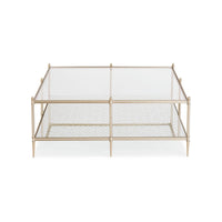 Front view of square luxury modern coffee table.