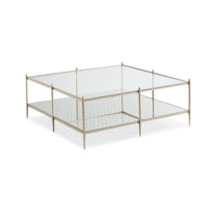 Square luxury modern coffee table with glass top.