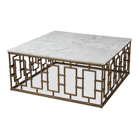Square Mid Century Marble Top Coffee Table