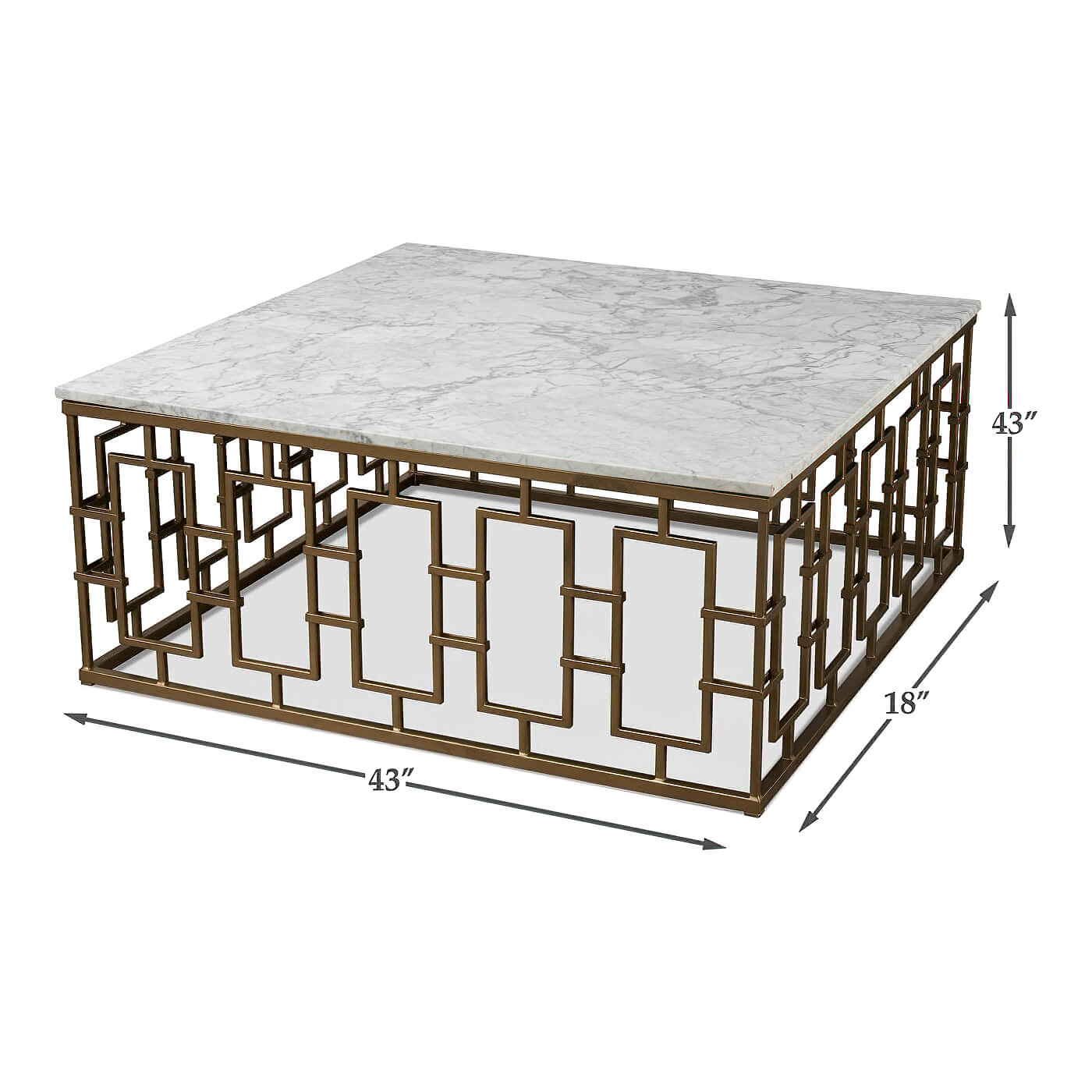 Square Mid Century Marble Top Coffee Table - English Georgian America