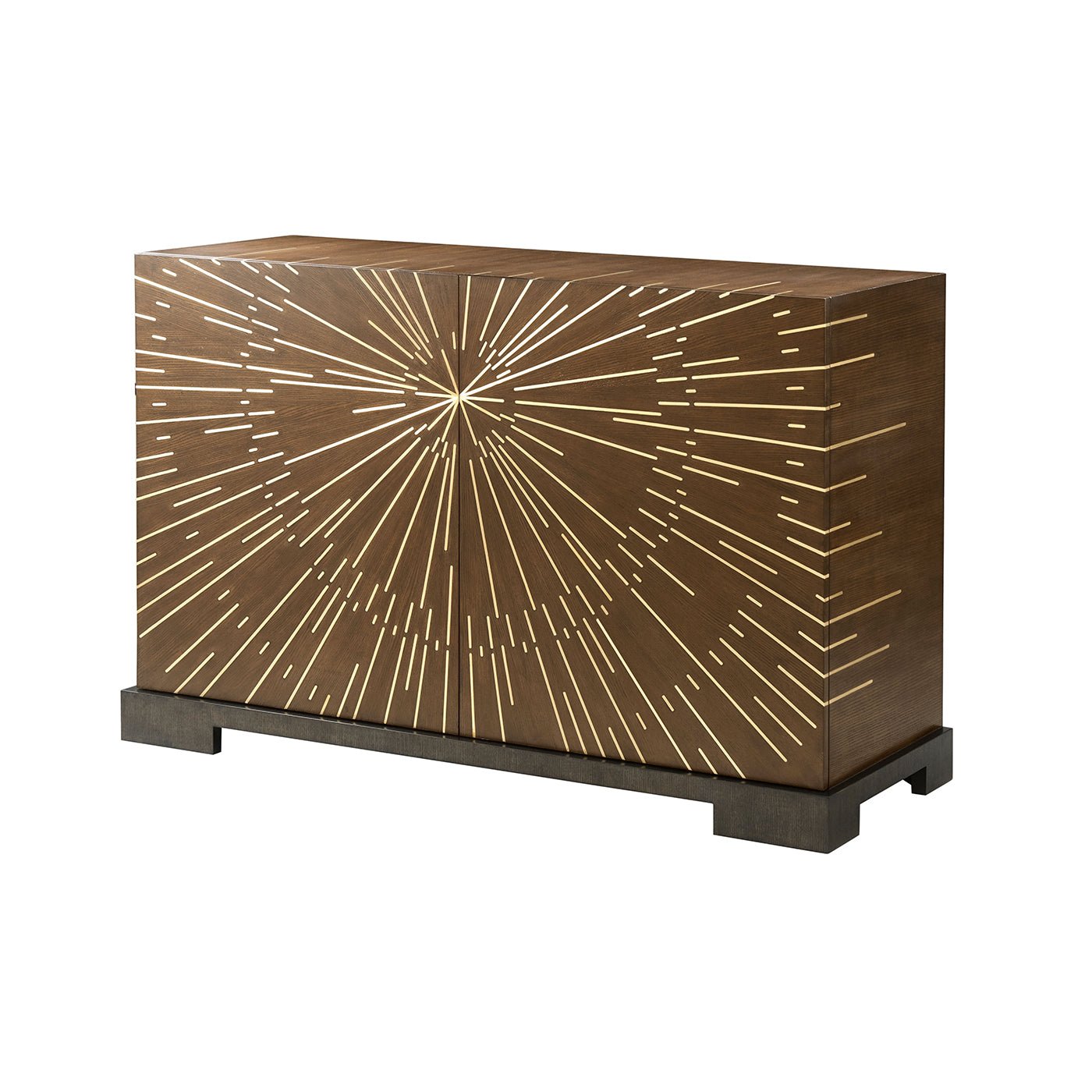 Front view of starburst art deco cabinet design.
