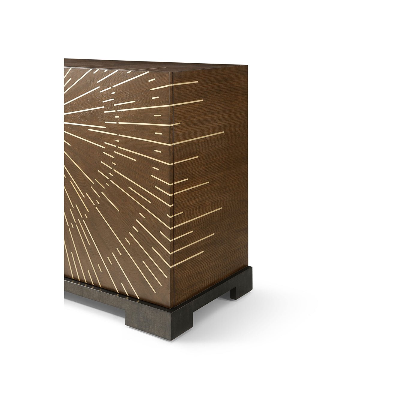 Close-up of starburst art deco cabinet corner.