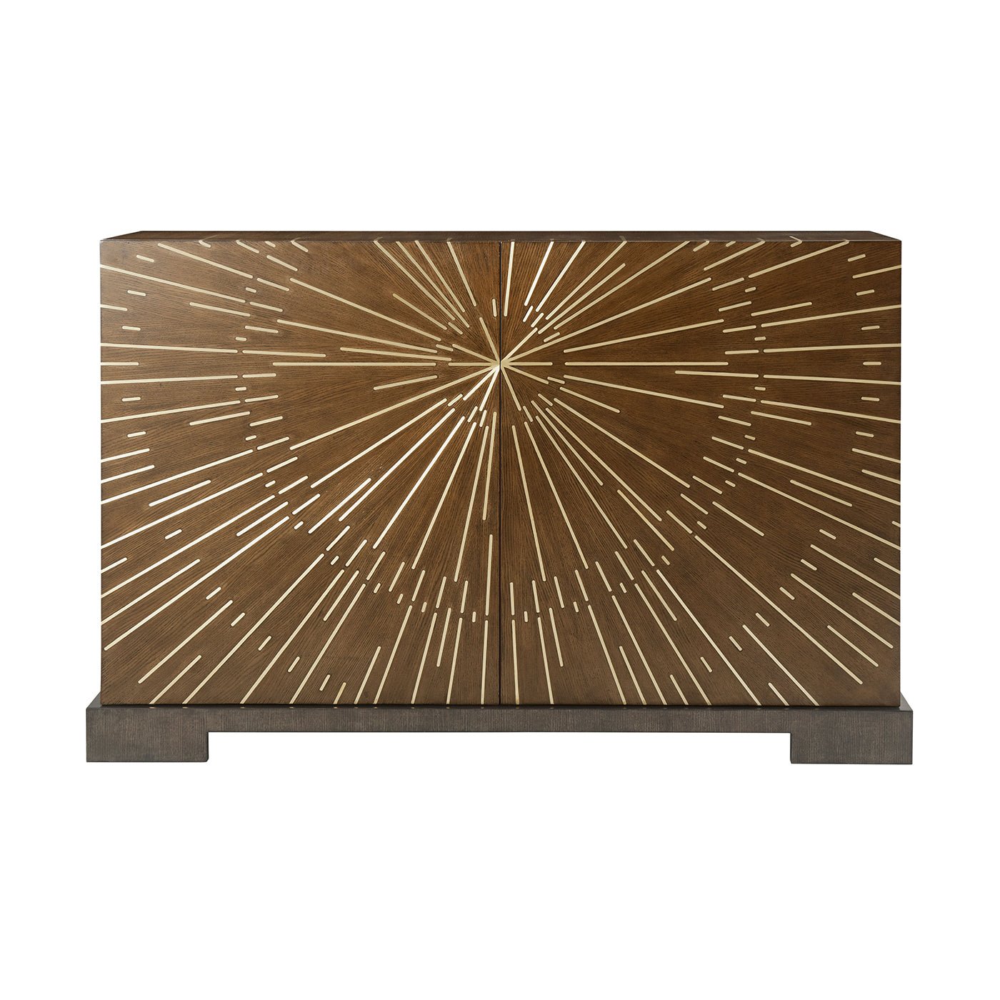 Starburst art deco cabinet front with geometric pattern.