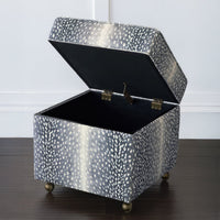 Open storage ottoman cube revealing spacious interior.