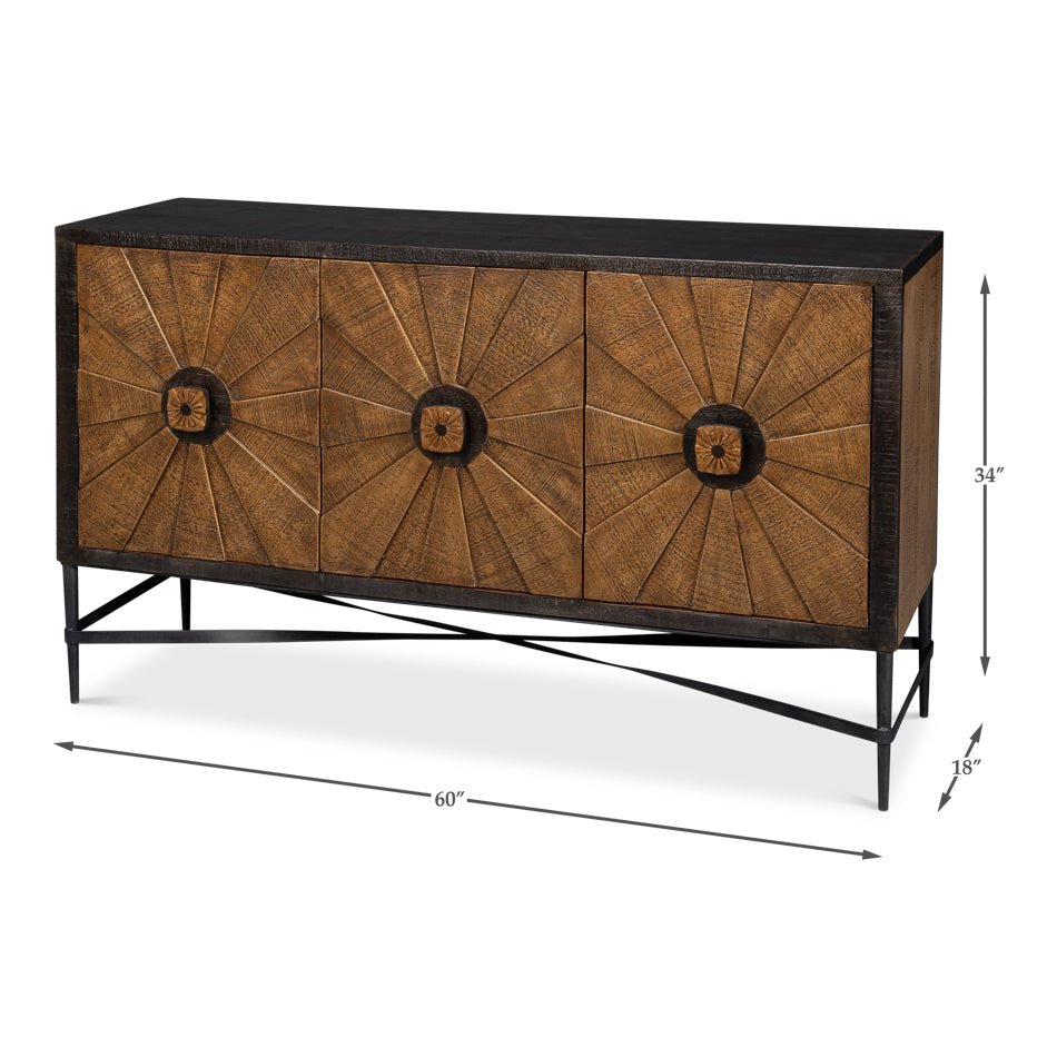 Dimensions of sunburst rustic buffet sideboard in inches.