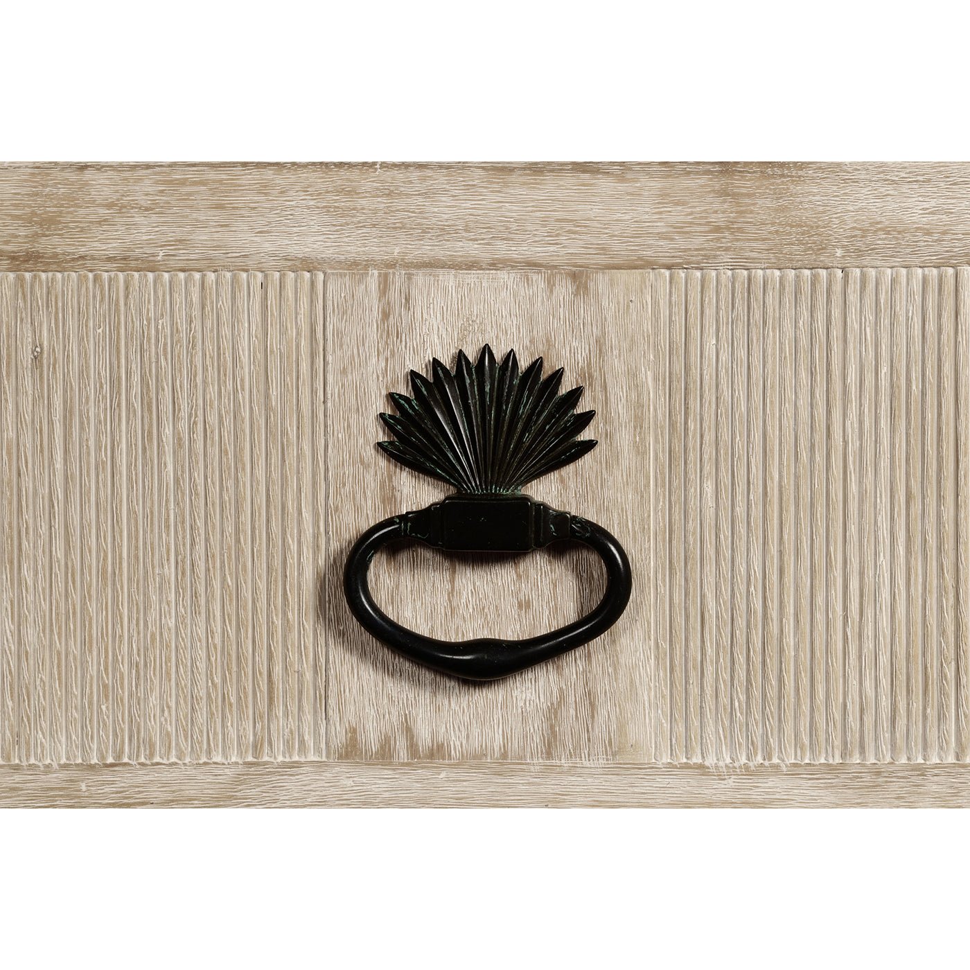 Close-up of dresser handle design on Swedish Bowfront.