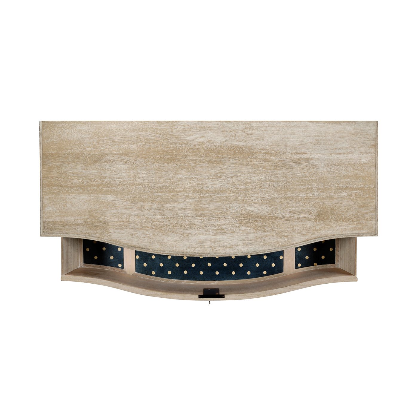 Top view of the Swedish Bowfront Whitewash Dresser.