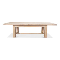 Light oak dining table, side view, extended position.