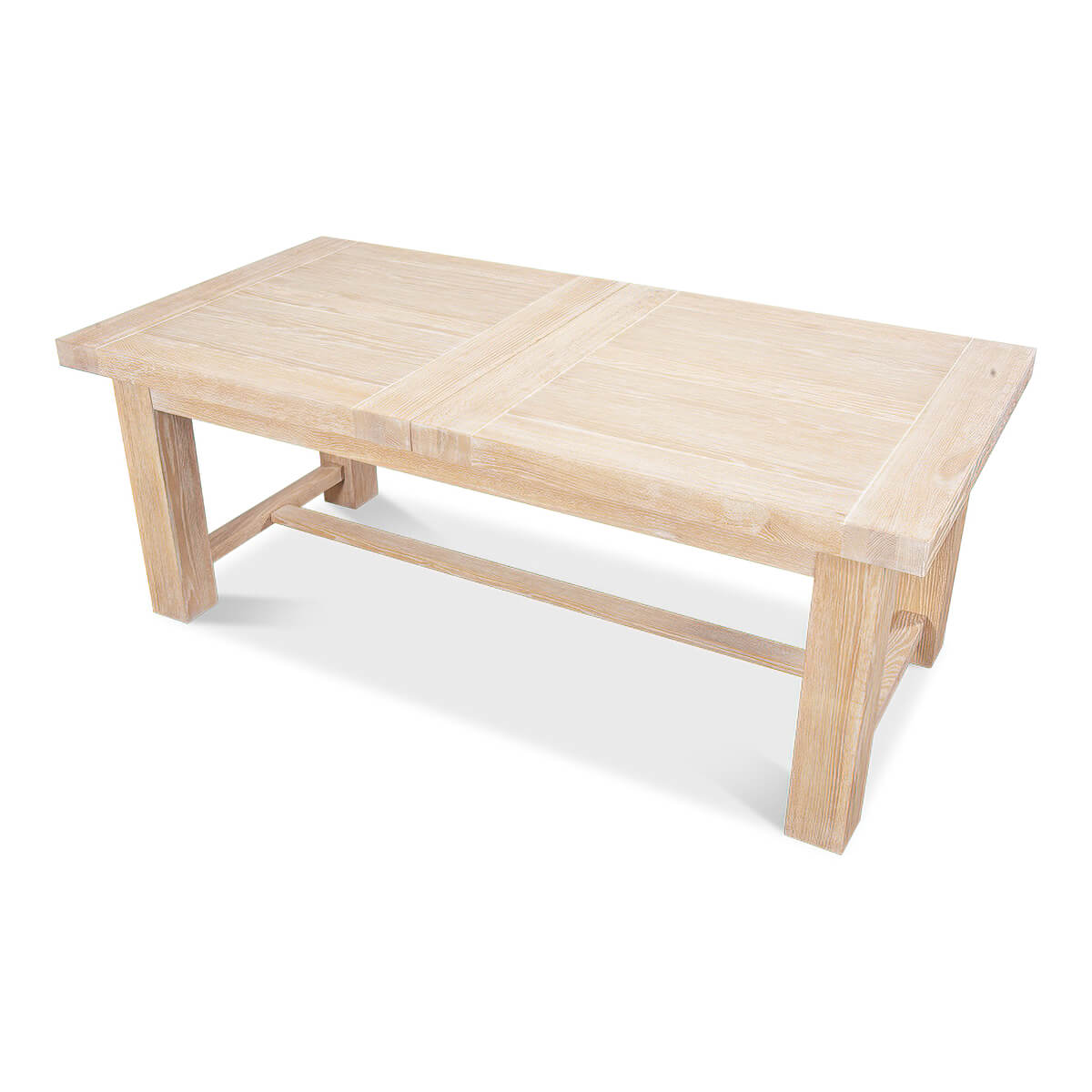 Light oak dining table, angled view, closed position.