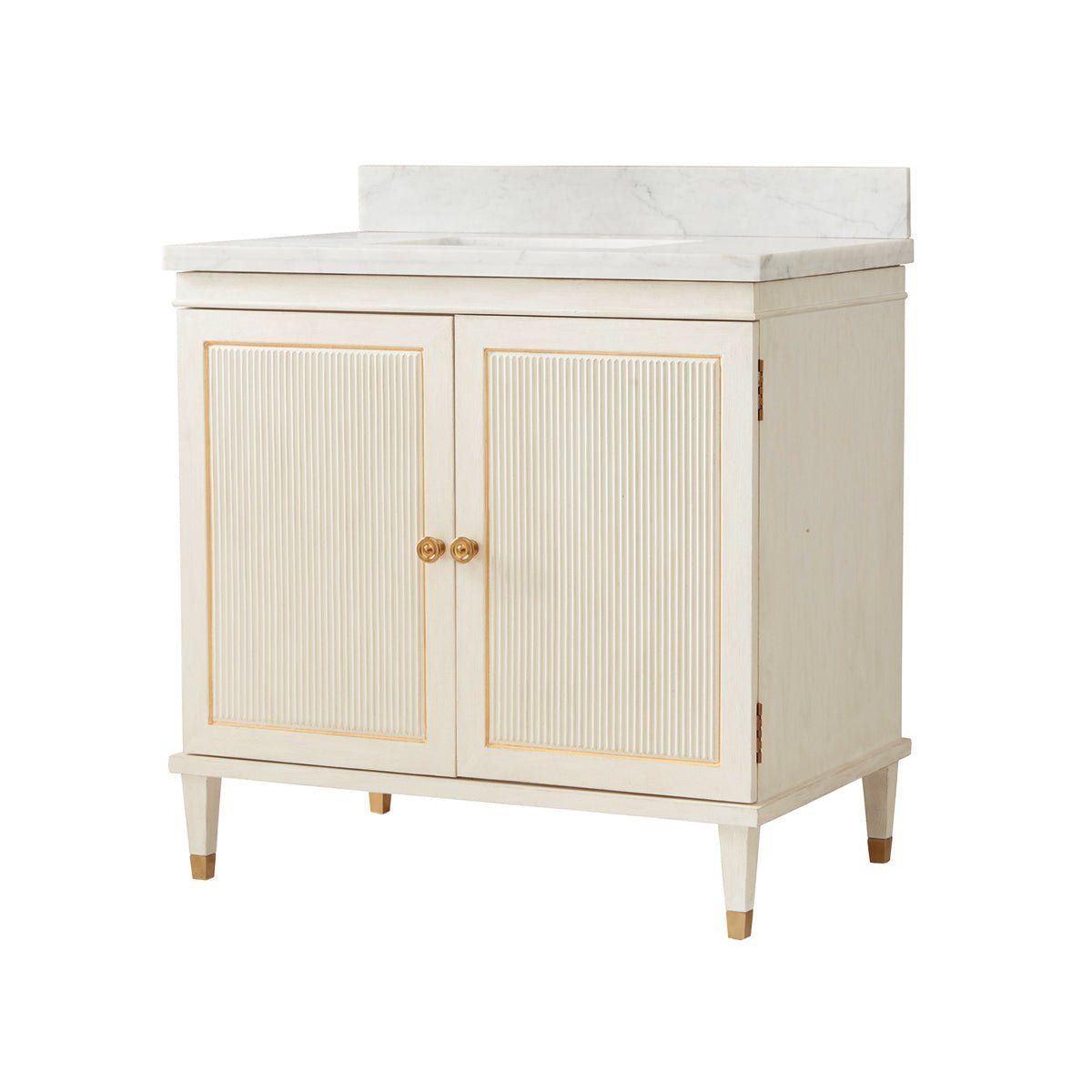 Swedish Neoclassic marble top vanity front view.