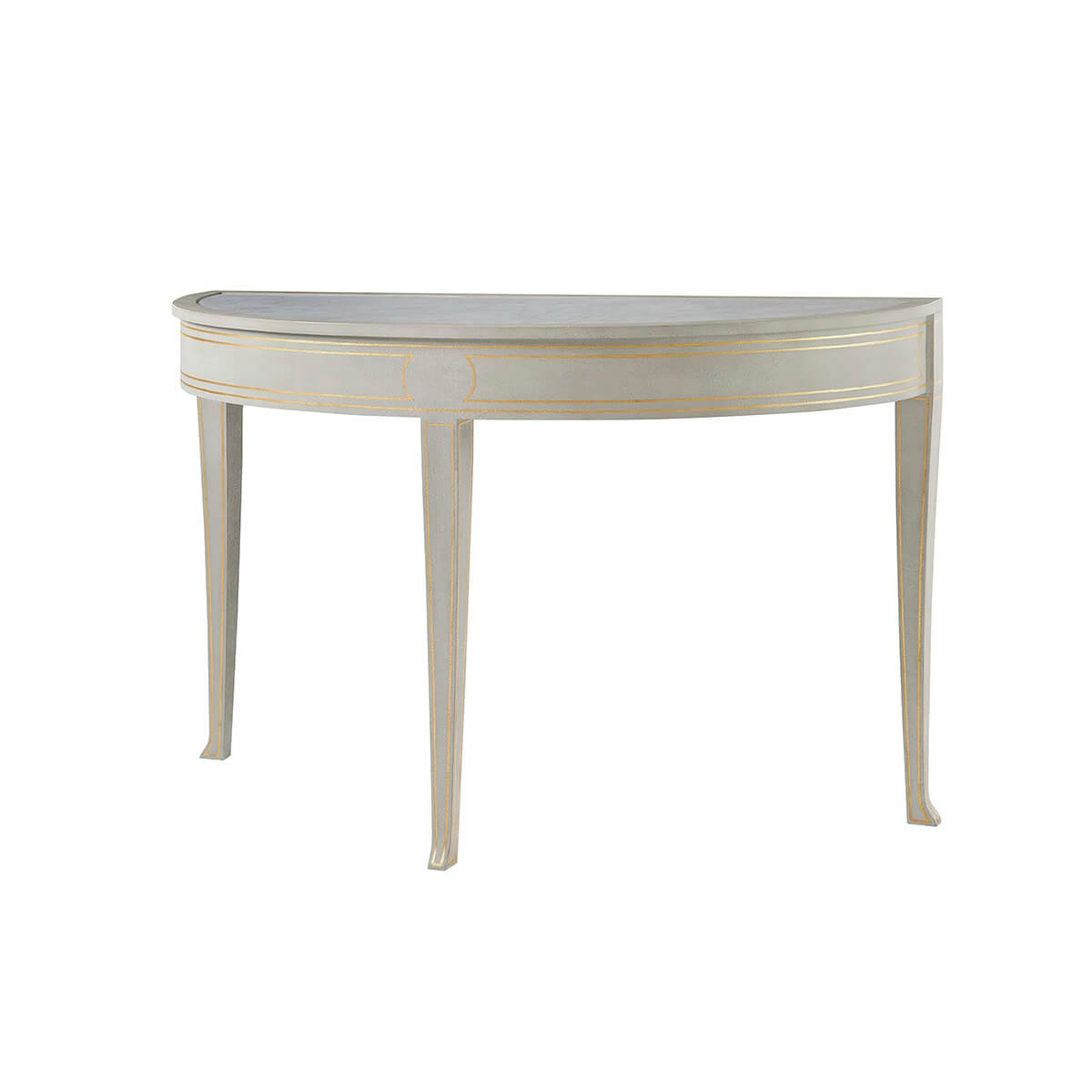 Elegant Swedish painted console table, half-moon design.