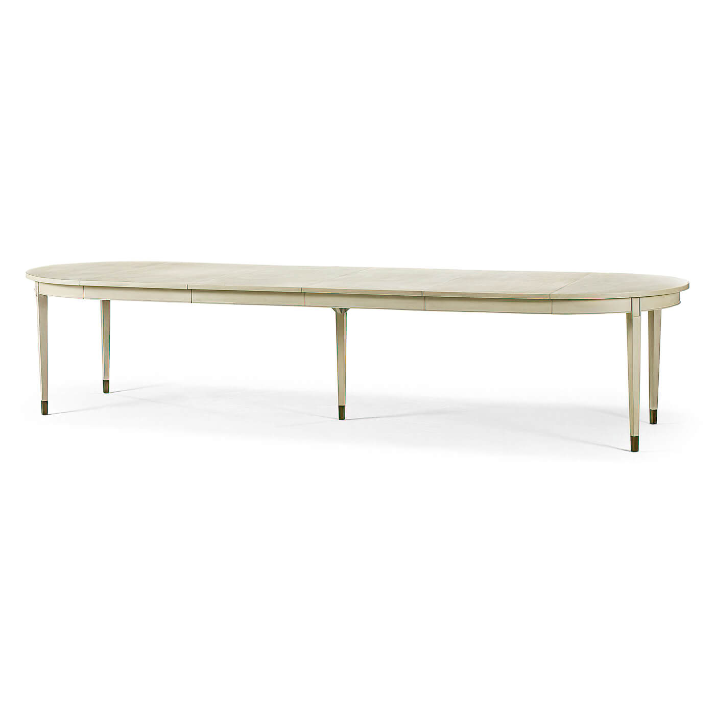 Long Swedish painted extension dining table, fully extended view.