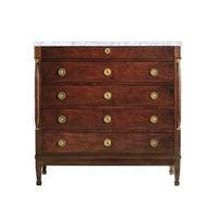 Tall Empire chest angled front view with marble top.