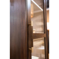 Side angle view of cabinet handle, gold accents.