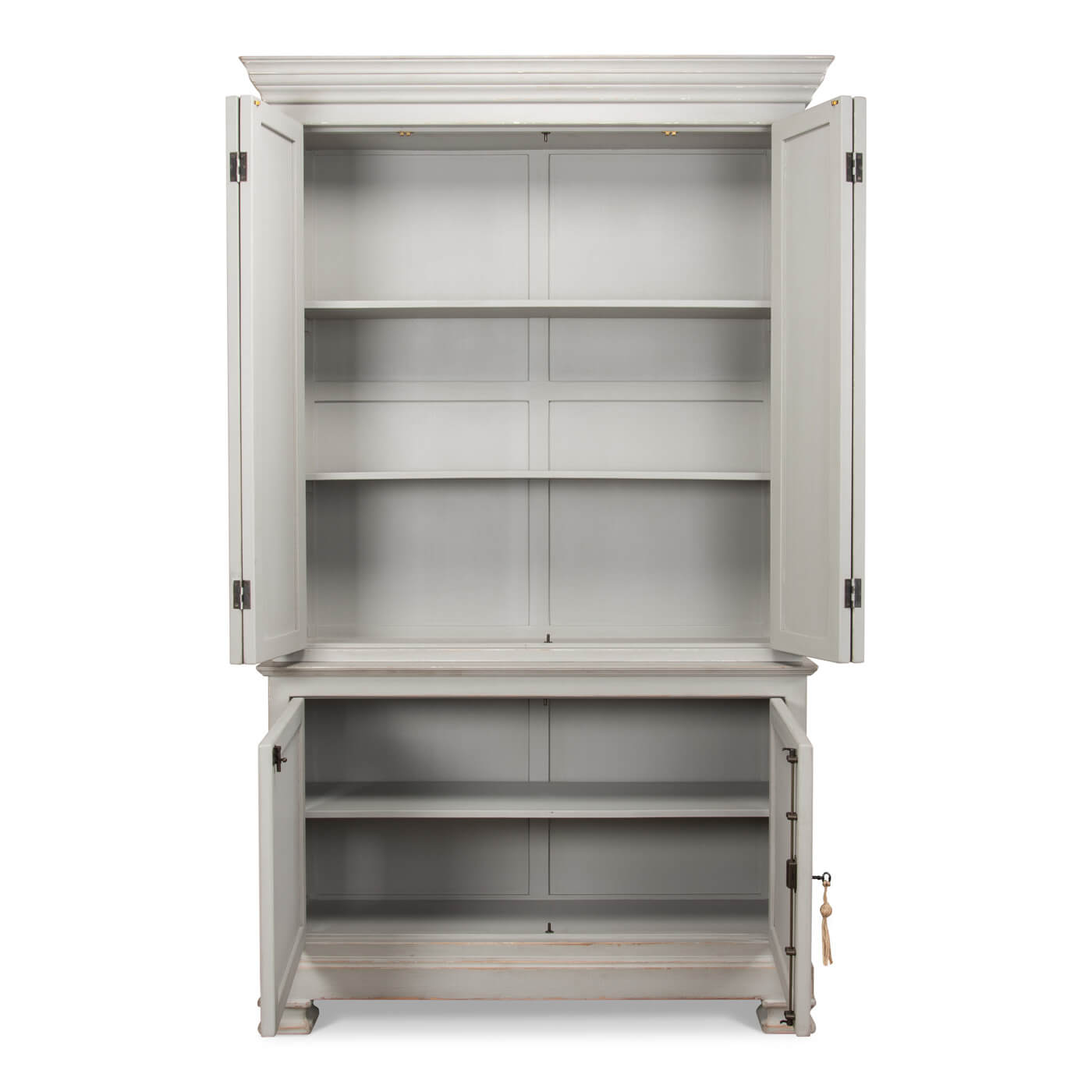 Tall cabinet, front open doors, full interior view.
