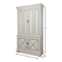 Tall cabinet with dimensions, angled view.
