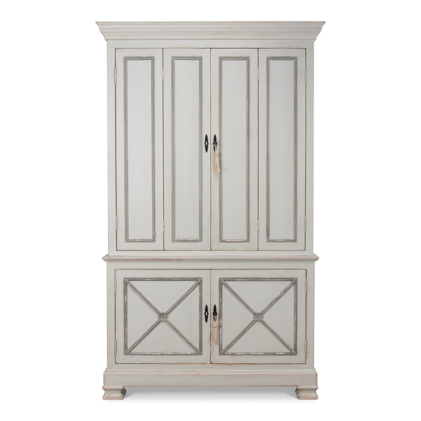 Tall cabinet, closed doors, front view.