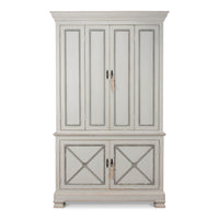 Tall cabinet, closed doors, front view.
