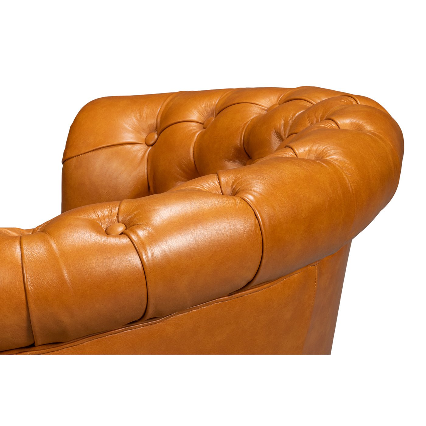 Close-up, chair backrest tufting detail.