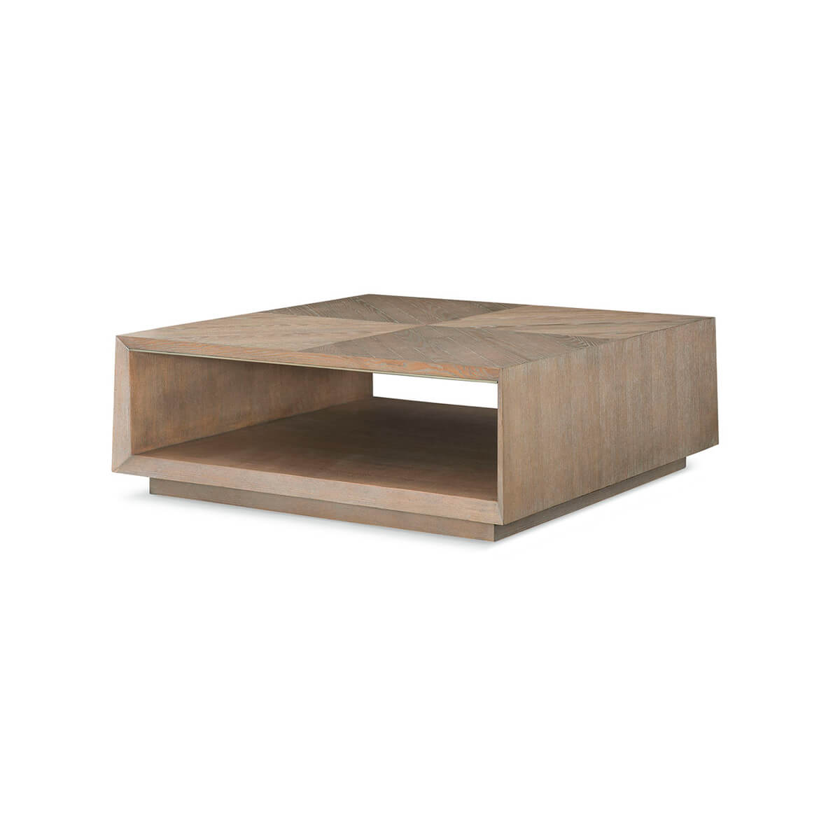 Tapered ash modern coffee table, angled view.