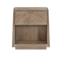Tapered ash modern nightstand front view.