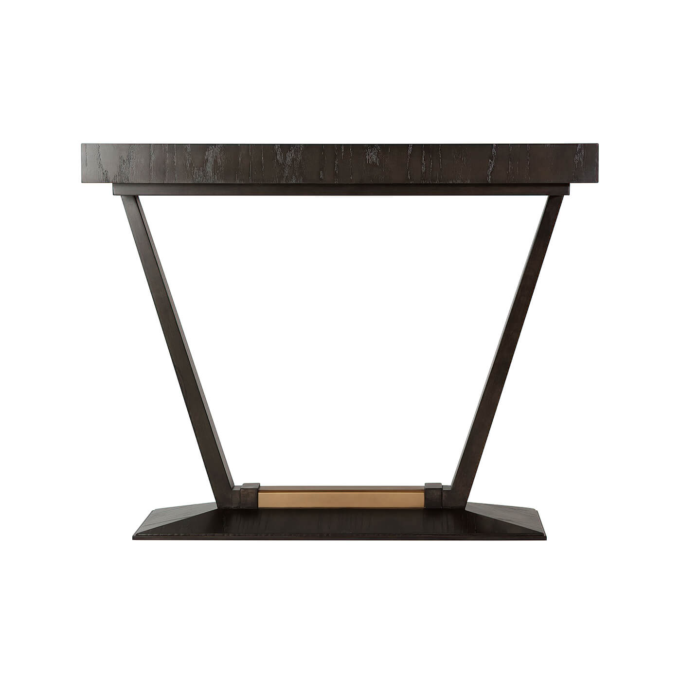 Front view of art deco console table structure.