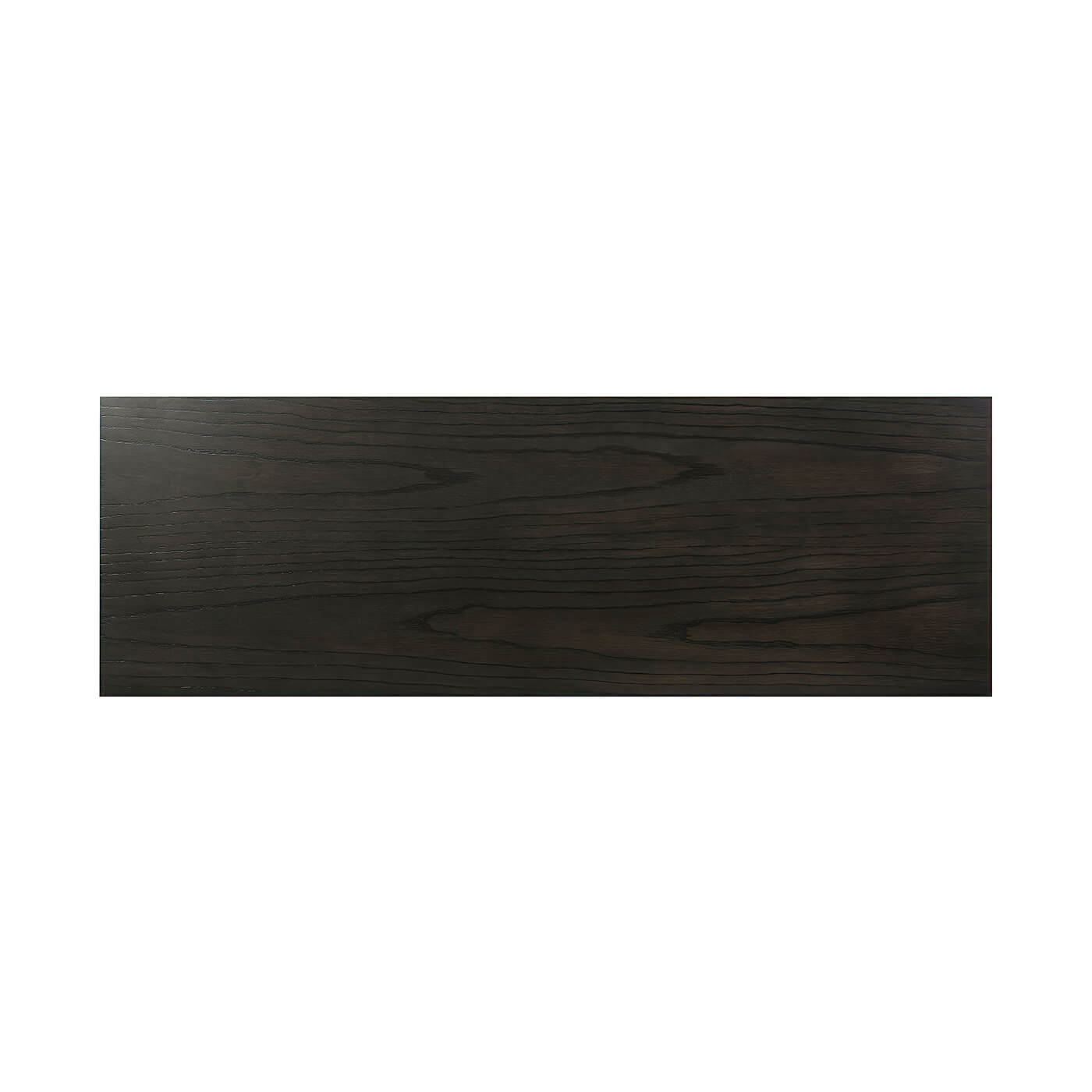 Top view of dark wood console table surface.