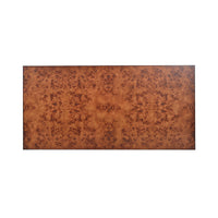 Top view of burl wood Parson desk surface.