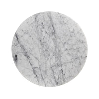 Overhead view of marble top, eclectic accent table.