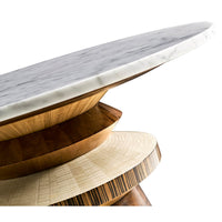 Top view close-up of marble cocktail table surface.