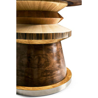 Unique wood and marble cocktail table detail.