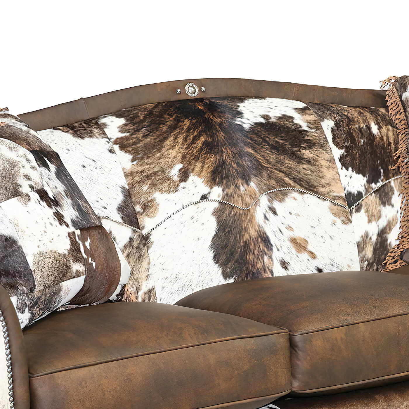 Backrest detail of western sofa, cowhide pattern.