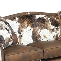 Backrest detail of western sofa, cowhide pattern.