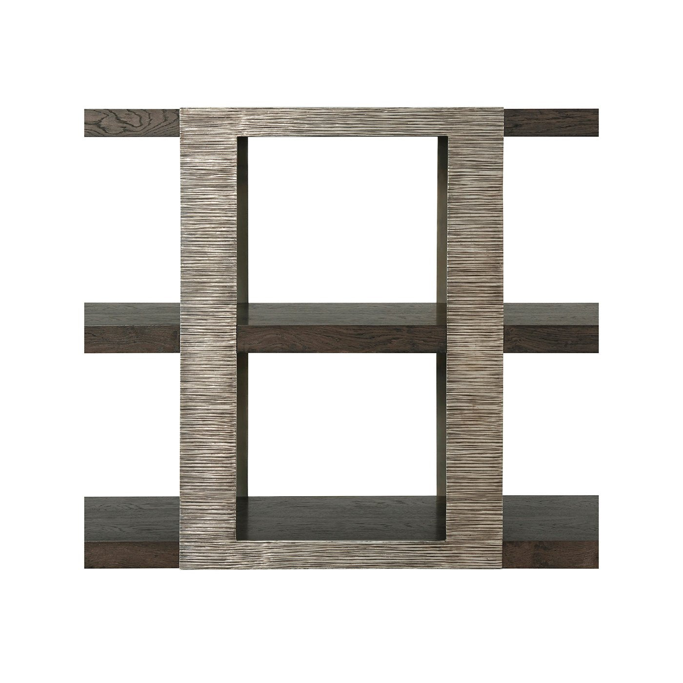 Three tier console table, straight-on perspective.