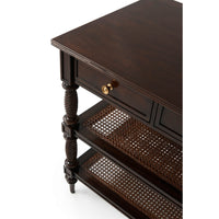 Close-up of Regency nightstand showing drawer details.