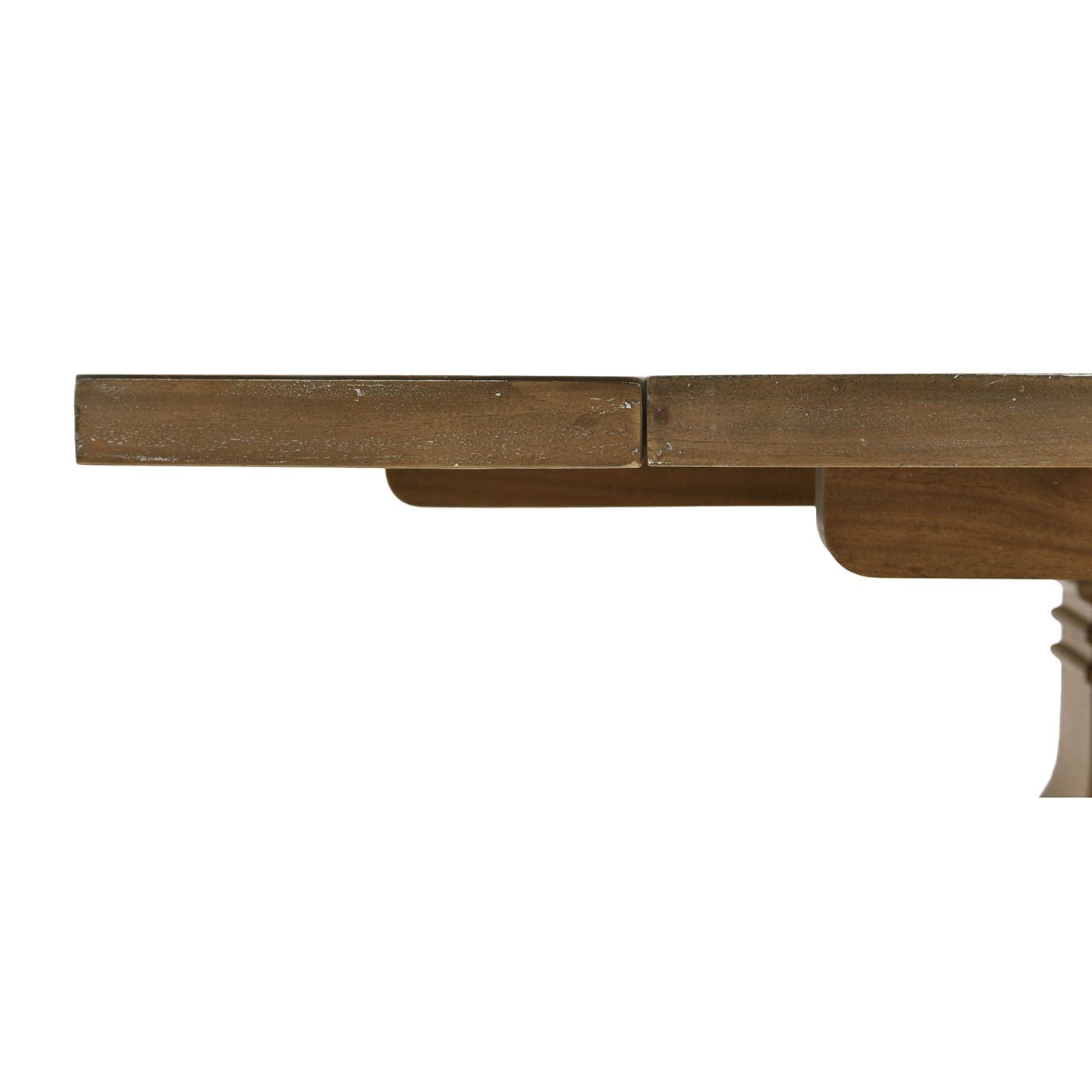 Close-up of table edge, showing extension mechanism.