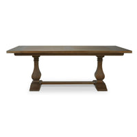 Front view of trestle dining table.