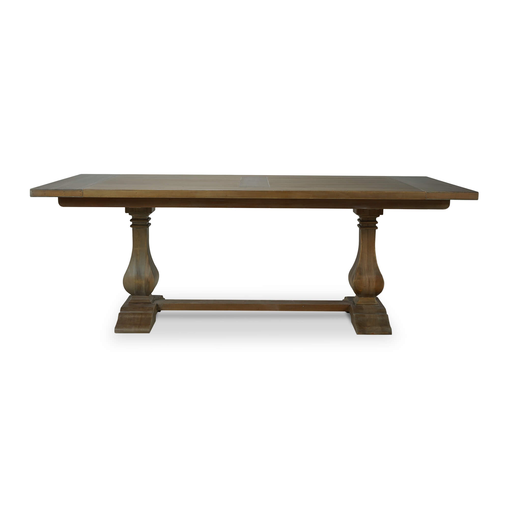 Alternate front view of trestle dining table.