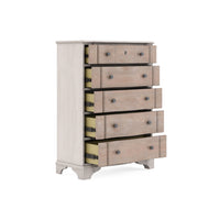 Five-drawer chest with drawers partially open
